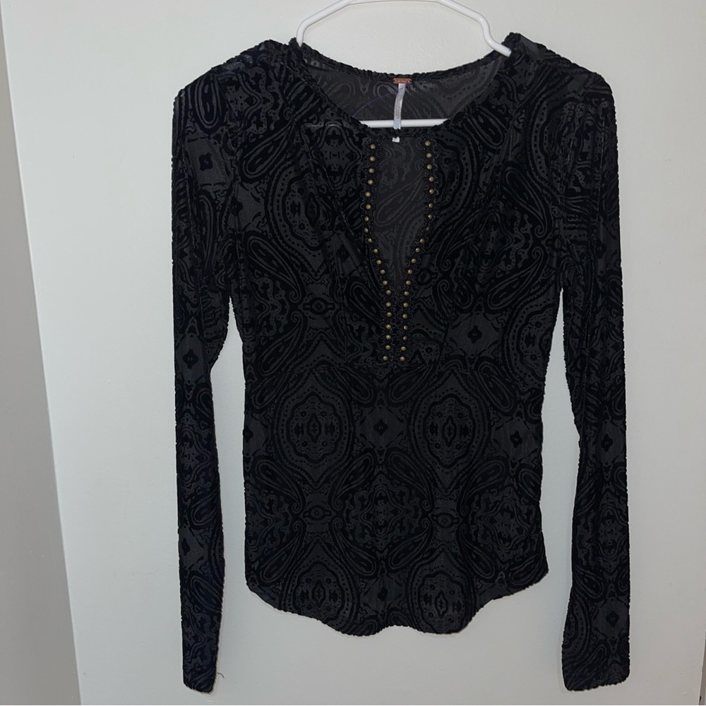 Free People Velvet burnout studded city lights top
